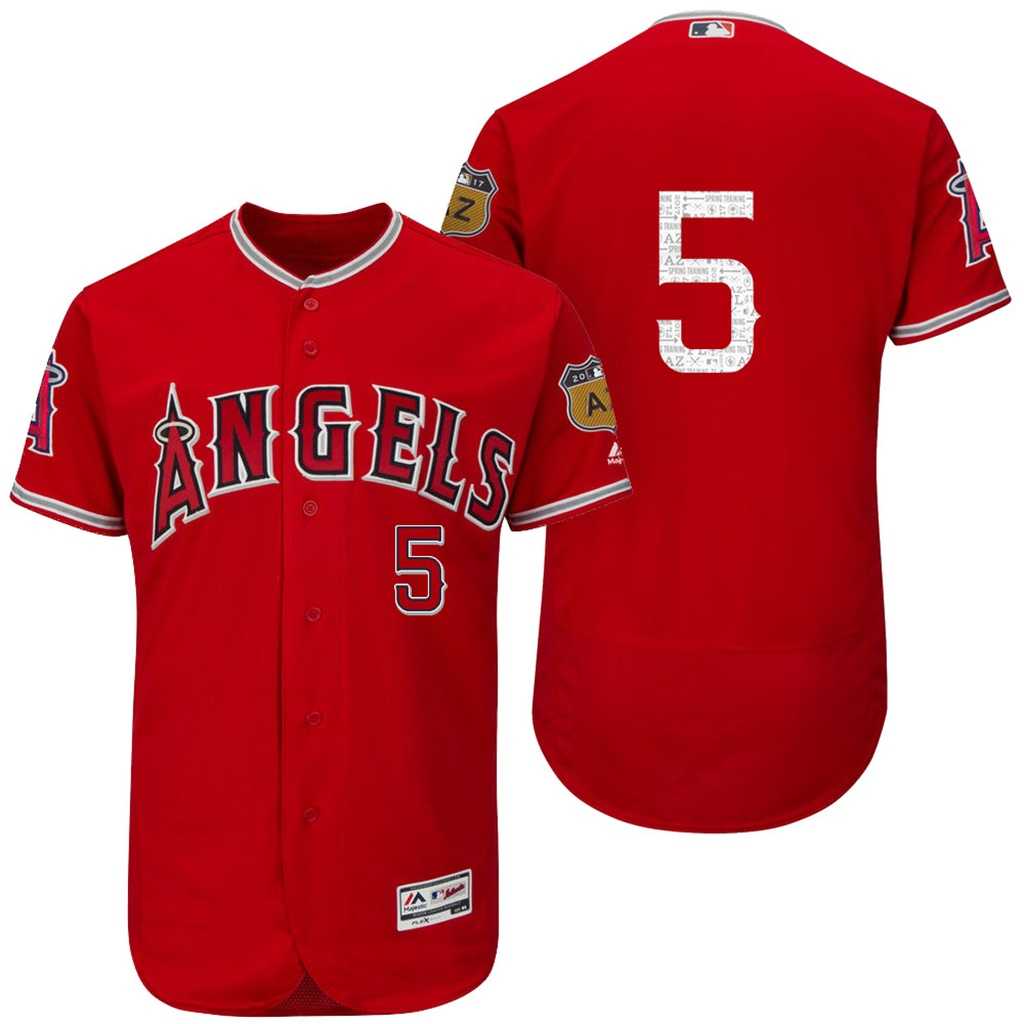 Men's Los Angeles Angels Of Anaheim #5 Albert Pujols 2017 Spring Training Flex Base Authentic Collection Stitched Baseball Jersey