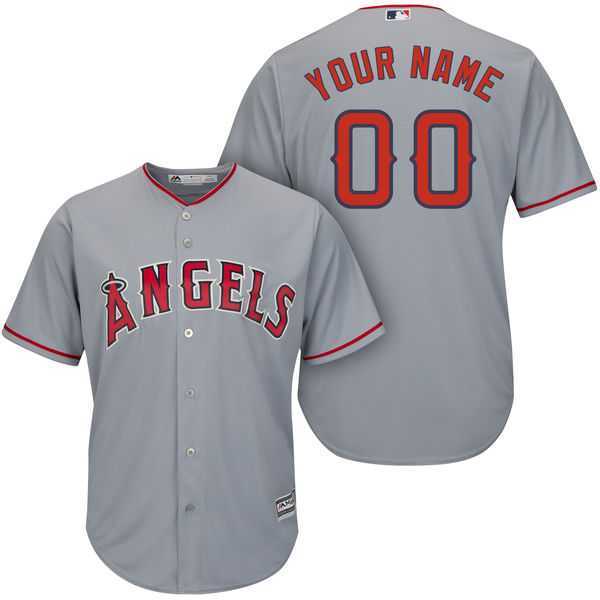 Men's Los Angeles Angels of Anaheim Majestic Gray Cool Base Custom Jersey Men's Los Angeles Angels of Anaheim Majestic Gray Cool Base Custom Jersey