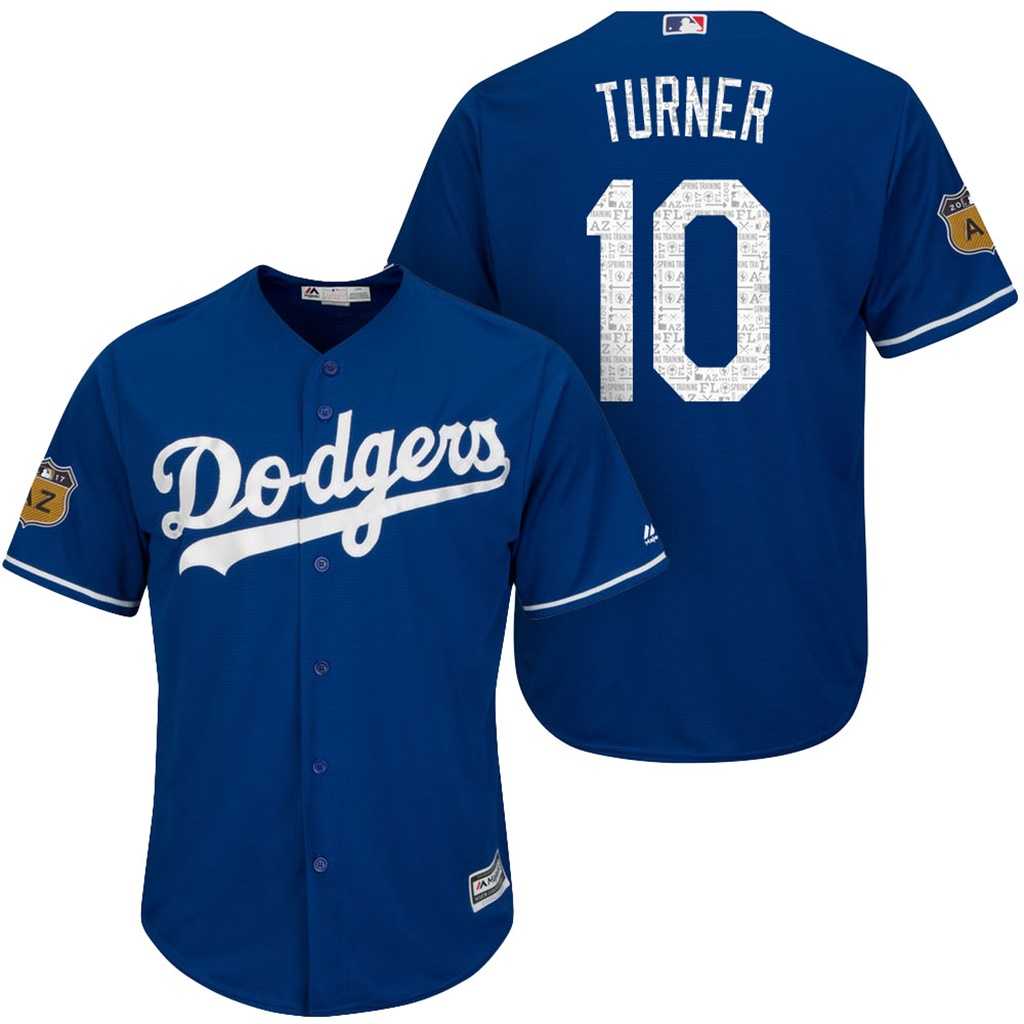 Men's Los Angeles Dodgers #10 Justin Turner 2017 Spring Training Cool Base Stitched MLB Jersey