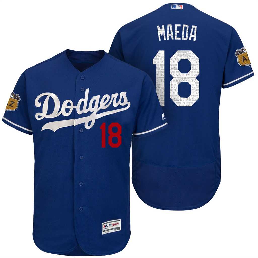 Men's Los Angeles Dodgers #18 Kenta Maeda 2017 Spring Training Flex Base Authentic Collection Stitched Baseball Jersey