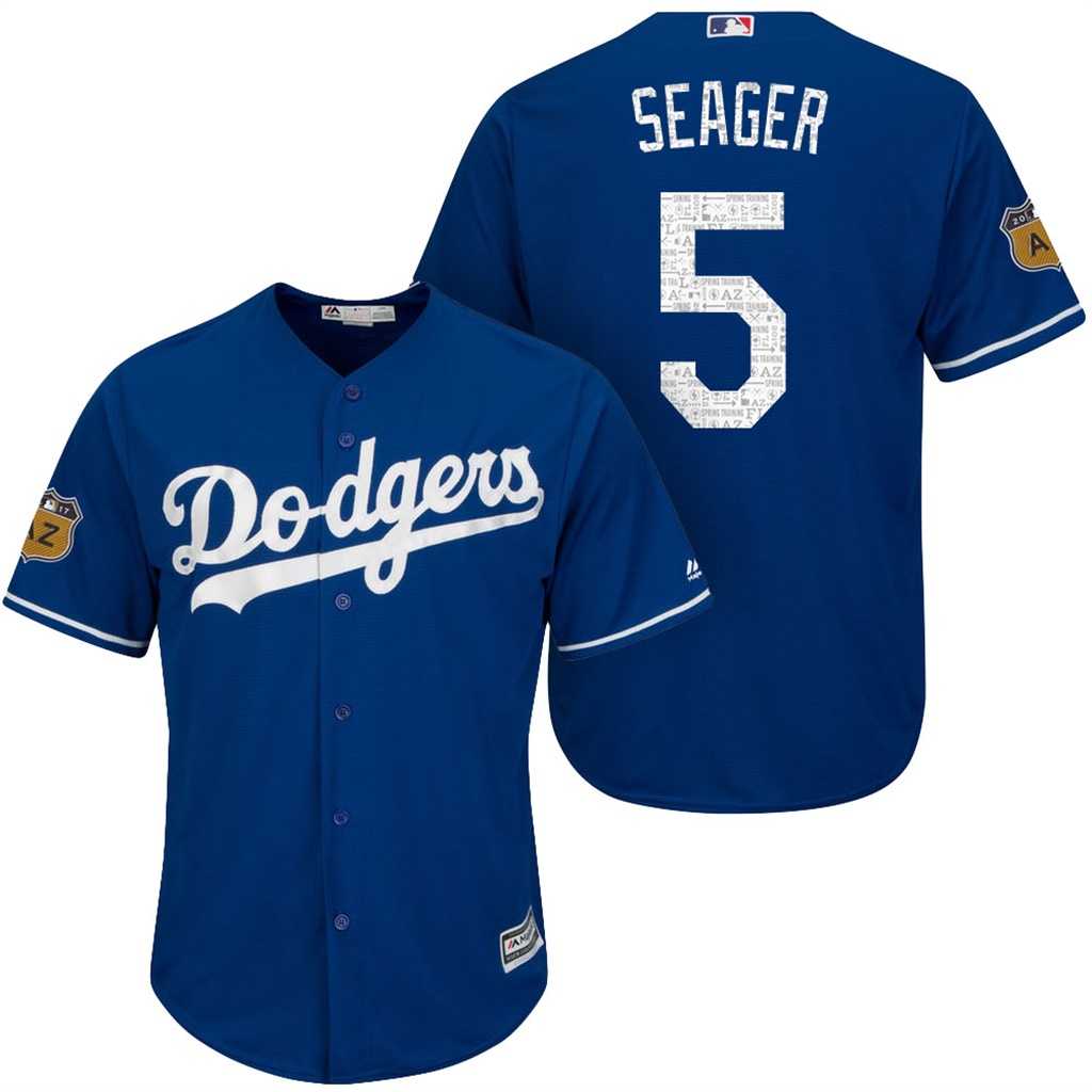 Men's Los Angeles Dodgers #5 Corey Seager 2017 Spring Training Cool Base Stitched MLB Jersey