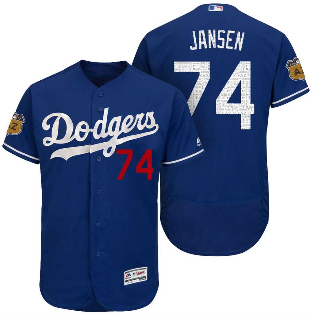 Men's Los Angeles Dodgers #74 Kenley Jansen 2017 Spring Training Flex Base Authentic Collection Stitched Baseball Jersey