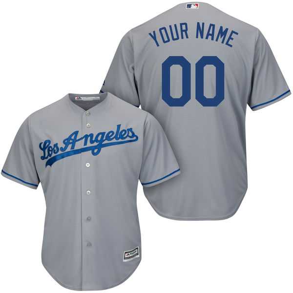 Men's Los Angeles Dodgers Majestic Gray Cool Base Custom Jersey