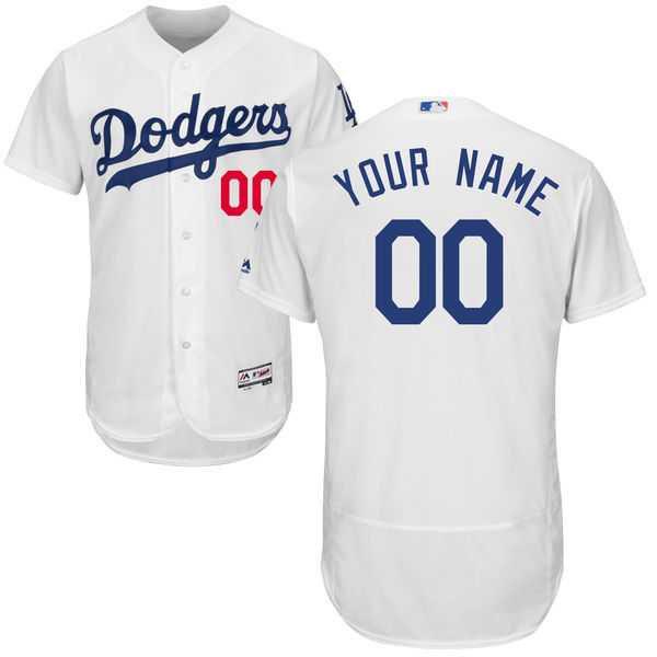 Men's Los Angeles Dodgers Majestic Home White Flex Base Authentic Collection Custom Jersey