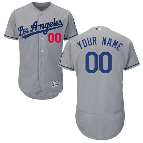 Men's Los Angeles Dodgers Majestic Road Gray Flex Base Authentic Collection Custom Jersey