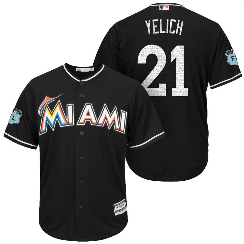 Men's Miami Marlins #21 Christian Yelich 2017 Spring Training Cool Base Stitched MLB Jersey