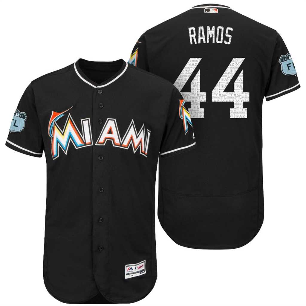 Men's Miami Marlins #44 A.J. Ramos 2017 Spring Training Flex Base Authentic Collection Stitched Baseball Jersey