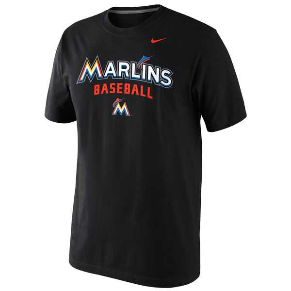 Men's Miami Marlins Nike Black Home Practice T-Shirt