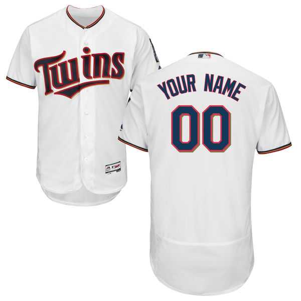 Men's Minnesota Twins Majestic Home White Flex Base Authentic Collection Custom Jersey