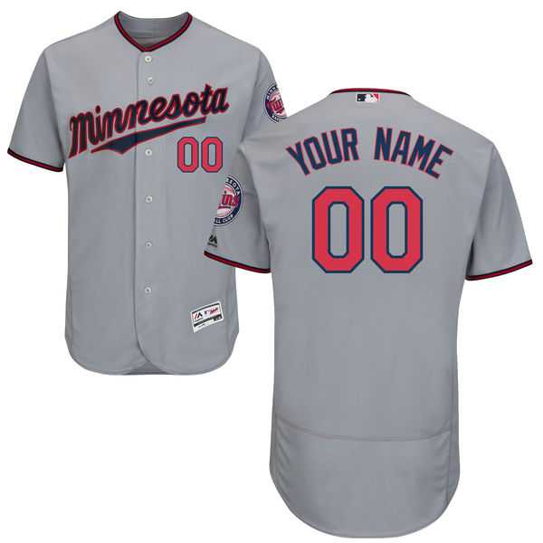 Men's Minnesota Twins Majestic Road Gray Flex Base Authentic Collection Custom Jersey Men's Minnesota Twins Majestic Road Gray Flex Base Authentic Collection Custom Jersey