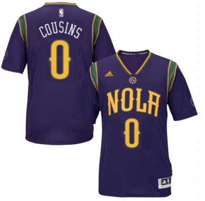 Men's New Orleans Pelicans #0 DeMarcus Cousins adidas Purple Pride Swingman Mardi Gras Jersey