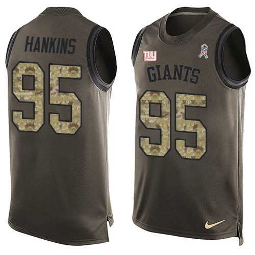 Men's New York Giants #95 Johnathan Hankins Green Limited Salute to Service Tank Top Nike NFL jersey