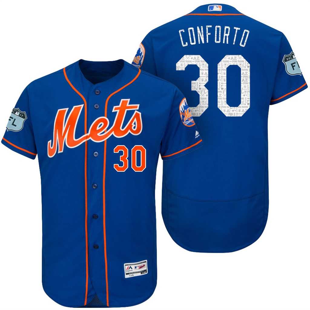 Men's New York Mets #30 Michael Conforto 2017 Spring Training Flex Base Authentic Collection Stitched Baseball Jersey