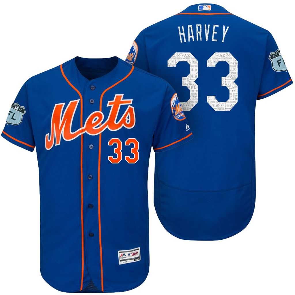 Men's New York Mets #33 Matt Harvey 2017 Spring Training Flex Base Authentic Collection Stitched Baseball Jersey
