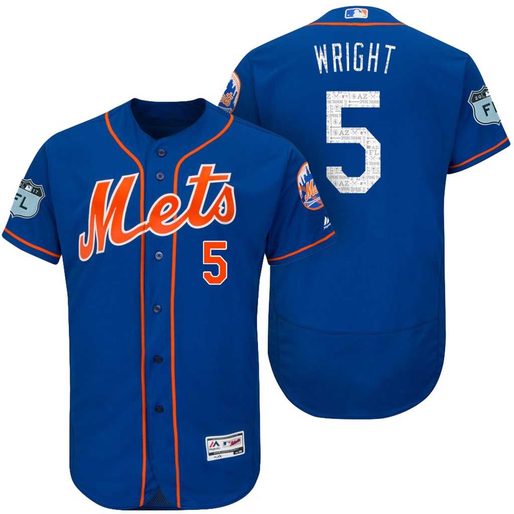 Men's New York Mets #5 David Wright 2017 Spring Training Flex Base Authentic Collection Stitched Baseball Jersey