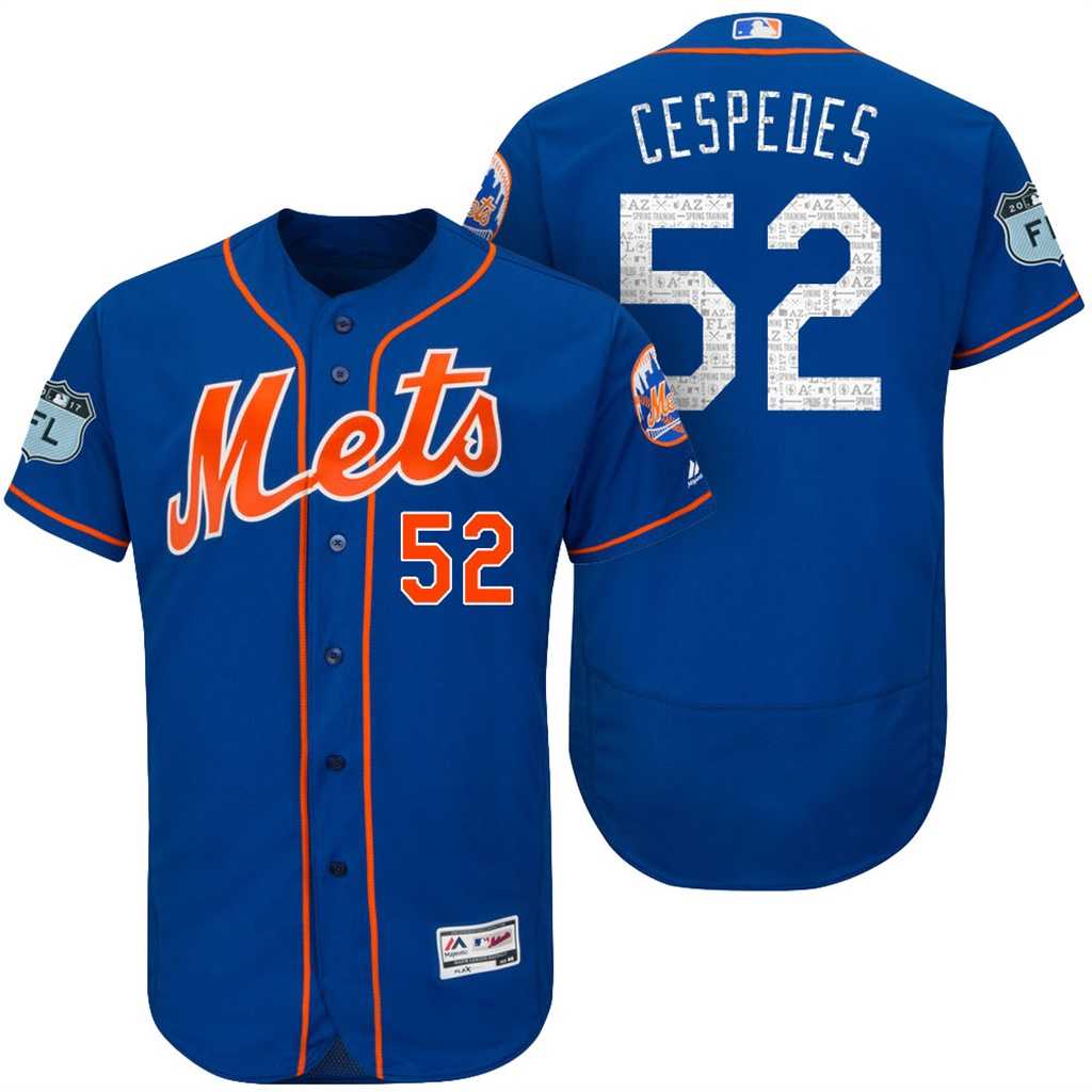 Men's New York Mets #52 Yoenis Cespedes 2017 Spring Training Flex Base Authentic Collection Stitched Baseball Jersey