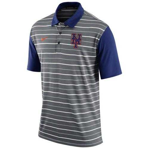 Men's New York Mets Nike Gray Dri-FIT Stripe Polo