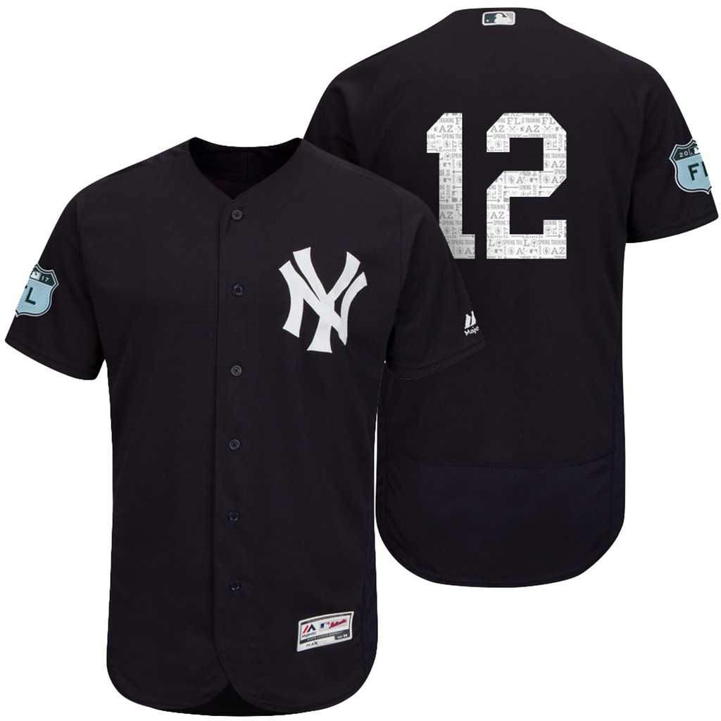 Men's New York Yankees #12 Chase Headley 2017 Spring Training Flex Base Authentic Collection Stitched Baseball Jersey