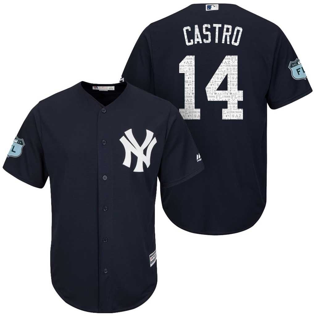 Men's New York Yankees #14 Starlin Castro 2017 Spring Training Cool Base Stitched MLB Jersey