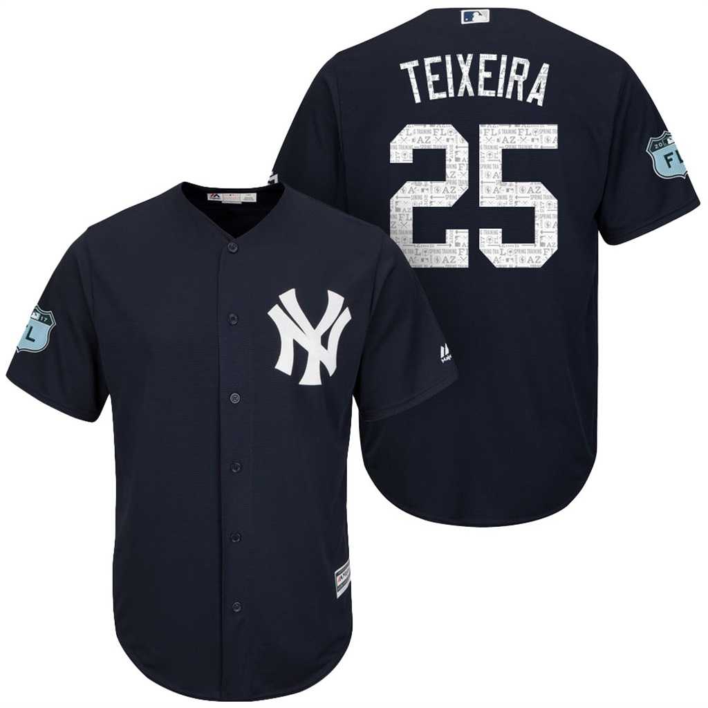 Men's New York Yankees #25 Mark Teixeira 2017 Spring Training Cool Base Stitched MLB Jersey