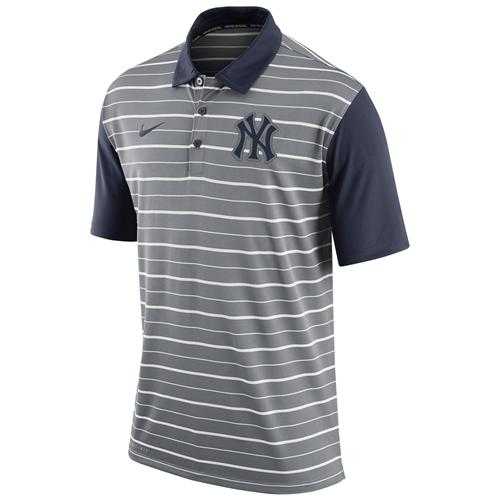 Men's New York Yankees Nike Gray Dri-FIT Stripe Polo