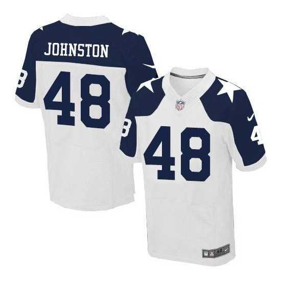 Men's Nike Dallas Cowboys #48 Daryl Johnston White Elite Alternate Throwback Jersey