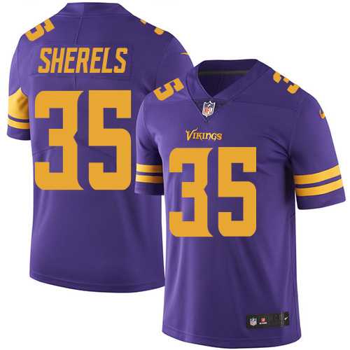 Men's Nike Minnesota Vikings #35 Marcus Sherels Purple Limited Rush NFL Jersey