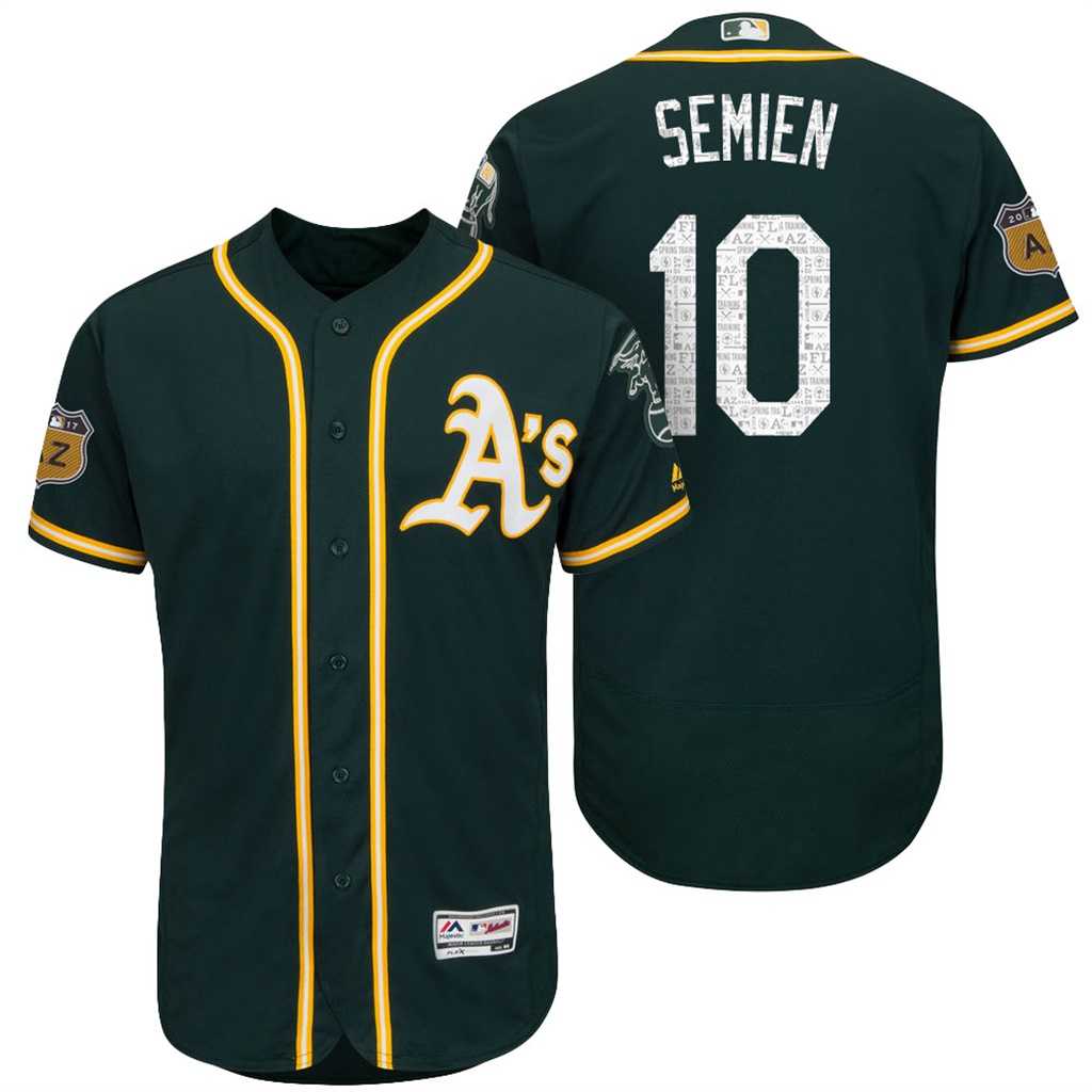 Men's Oakland Athletics #10 Marcus Semien 2017 Spring Training Flex Base Authentic Collection Stitched Baseball Jersey