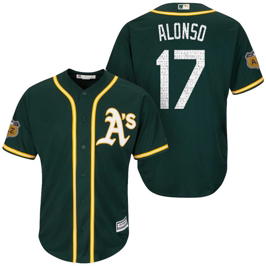 Men's Oakland Athletics #17 Yonder Alonso 2017 Spring Training Cool Base Stitched MLB Jersey