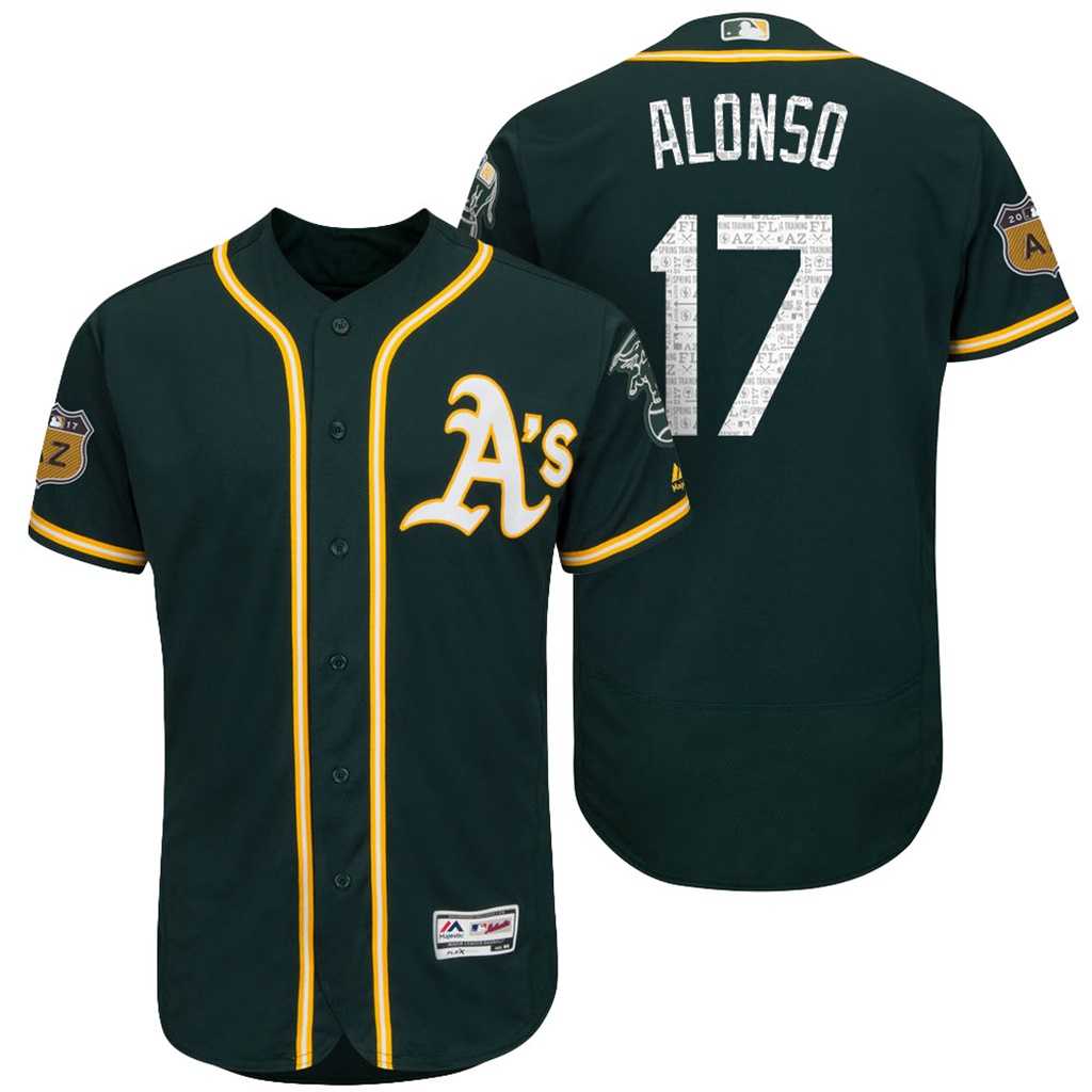 Men's Oakland Athletics #17 Yonder Alonso 2017 Spring Training Flex Base Authentic Collection Stitched Baseball Jersey