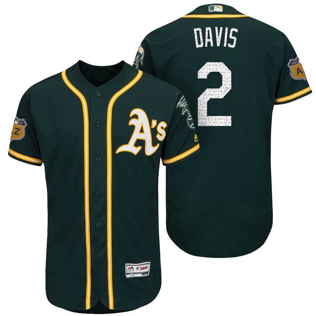 Men's Oakland Athletics #2 Khris Davis 2017 Spring Training Flex Base Authentic Collection Stitched Baseball Jersey