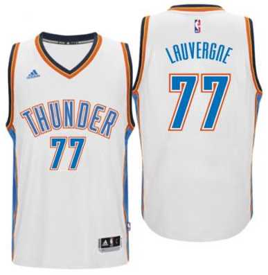 Men's Oklahoma City Thunder #77 Joffrey Lauvergne adidas White New Swingman Home Jersey