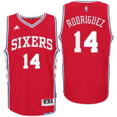 Men's Philadelphia 76ers #14 Sergio Rodriguez adidas Red Swingman Alternate Jersey