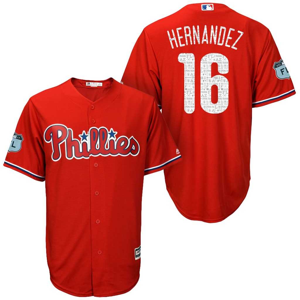 Men's Philadelphia Phillies #16 Cesar Hernandez 2017 Spring Training Cool Base Stitched MLB Jersey
