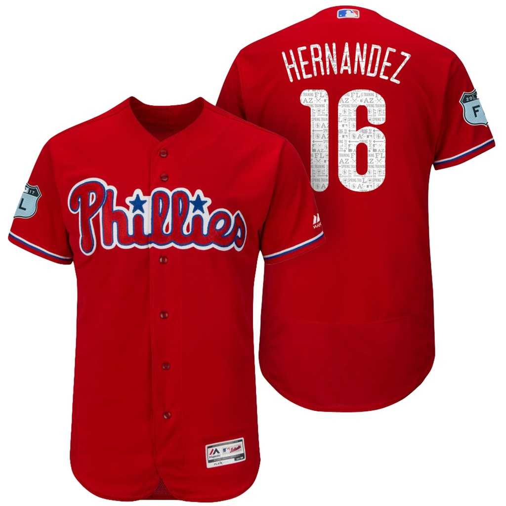 Men's Philadelphia Phillies #16 Cesar Hernandez 2017 Spring Training Flex Base Authentic Collection Stitched Baseball Jersey