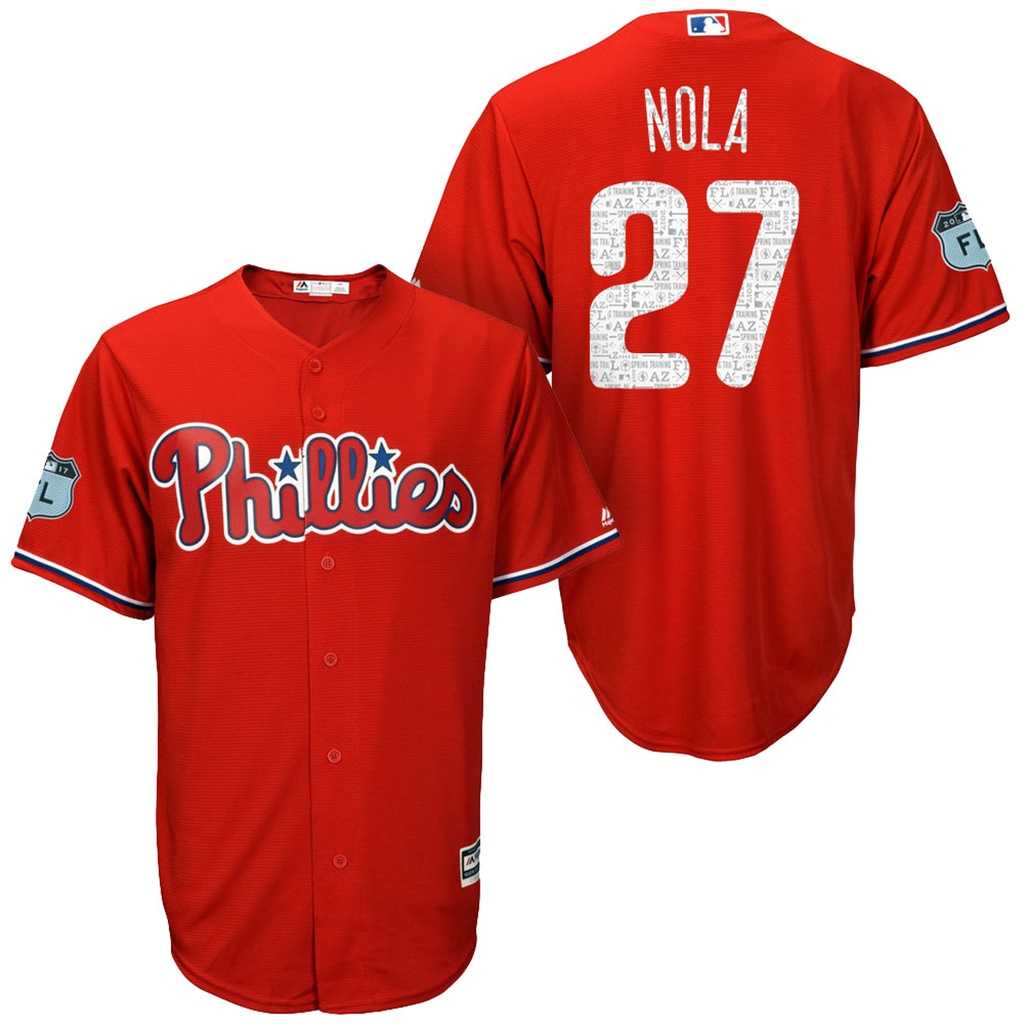 Men's Philadelphia Phillies #27 Aaron Nola 2017 Spring Training Cool Base Stitched MLB Jersey