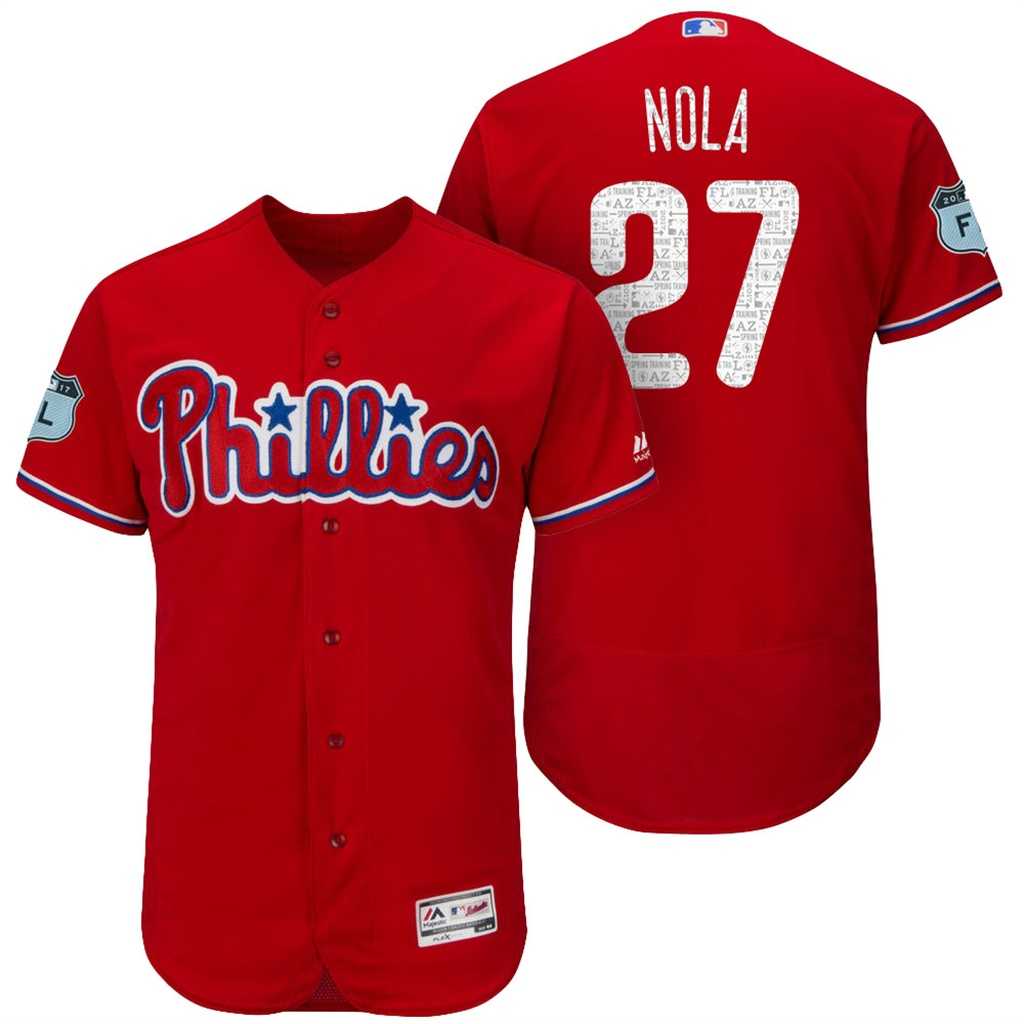 Men's Philadelphia Phillies #27 Aaron Nola 2017 Spring Training Flex Base Authentic Collection Stitched Baseball Jersey