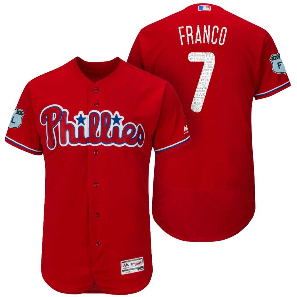 Men's Philadelphia Phillies #7 Maikel Franco 2017 Spring Training Flex Base Authentic Collection Stitched Baseball Jersey