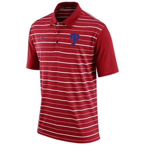 Men's Philadelphia Phillies Nike Red Dri-FIT Stripe Polo