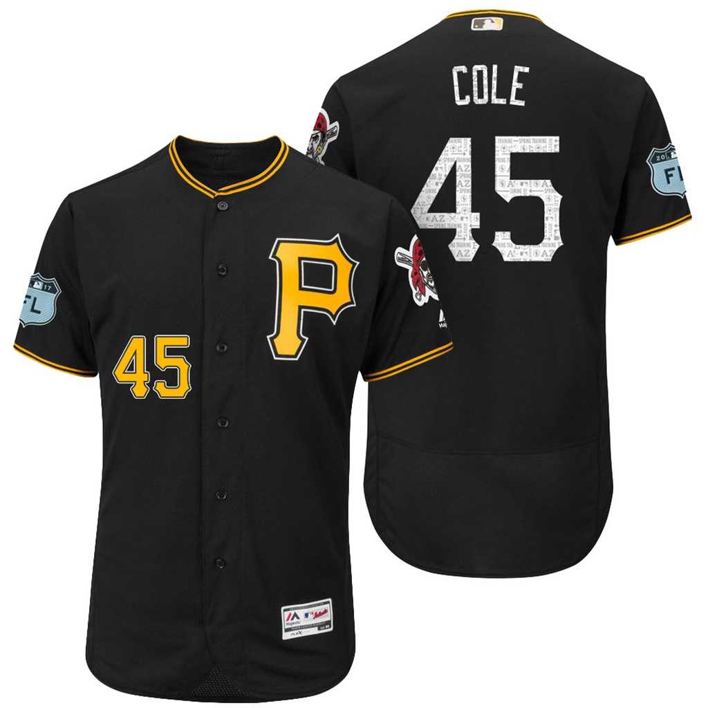 Men's Pittsburgh Pirates #45 Gerrit Cole 2017 Spring Training Flex Base Authentic Collection Stitched Baseball Jersey