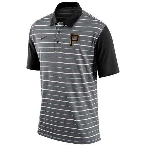Men's Pittsburgh Pirates Nike Gray Dri-FIT Stripe Polo