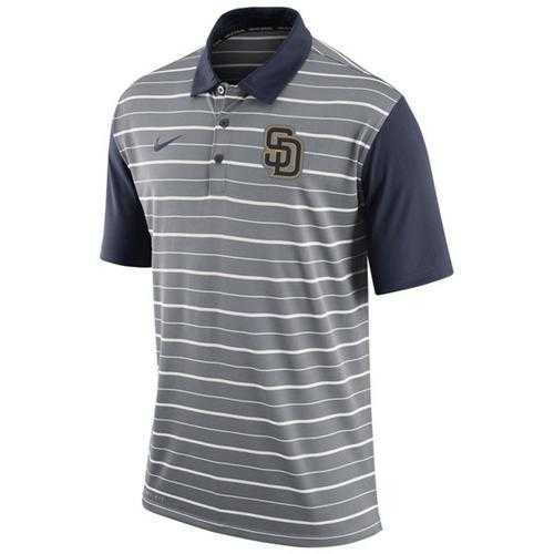 Men's San Diego Padres Nike Gray Dri-FIT Stripe Polo