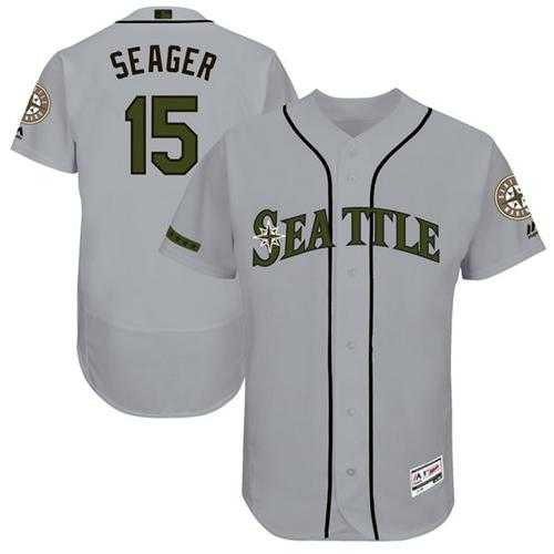 Men's Seattle Mariners #15 Kyle Seager Grey Flexbase Authentic Collection Memorial Day Stitched MLB Jersey