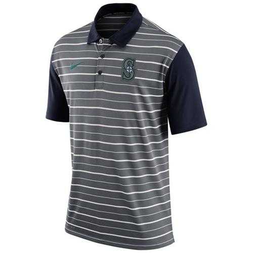 Men's Seattle Mariners Nike Gray Dri-FIT Stripe Polo
