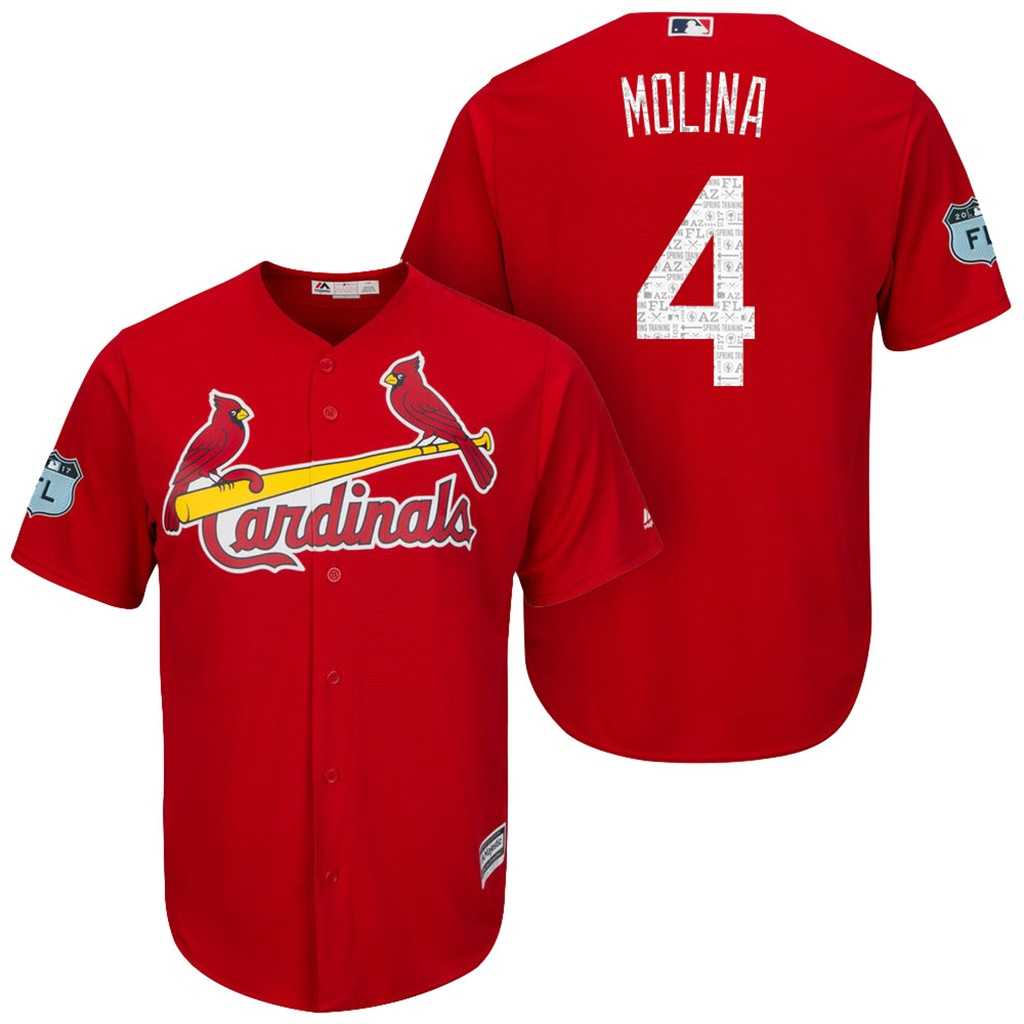 Men's St.Louis Cardinals #4 Yadier Molina 2017 Spring Training Cool Base Stitched MLB Jersey