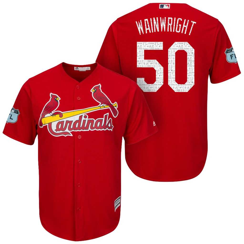 Men's St.Louis Cardinals #50 Adam Wainwright 2017 Spring Training Cool Base Stitched MLB Jersey