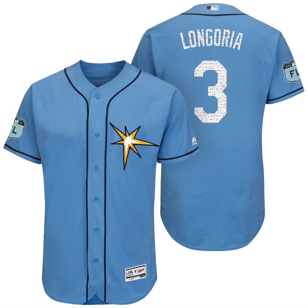 Men's Tampa Bay Rays #3 Evan Longoria 2017 Spring Training Flex Base Authentic Collection Stitched Baseball Jersey