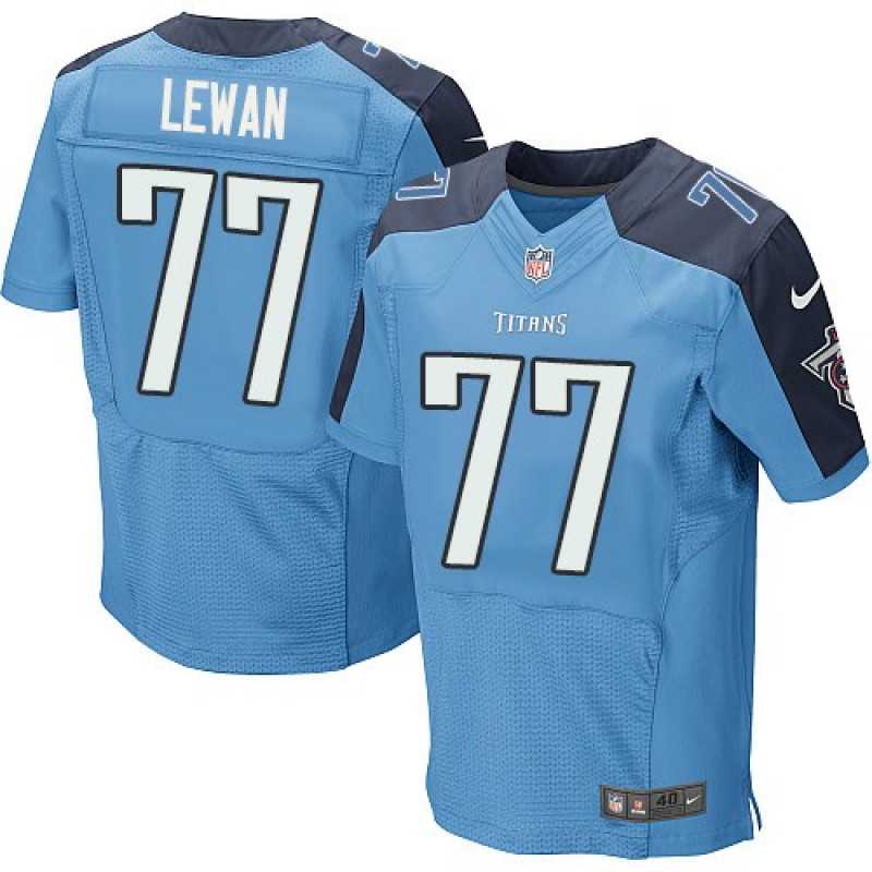 Men's Tennessee Titans #77 Taylor Lewan Light Blue Elite NFL Jersey