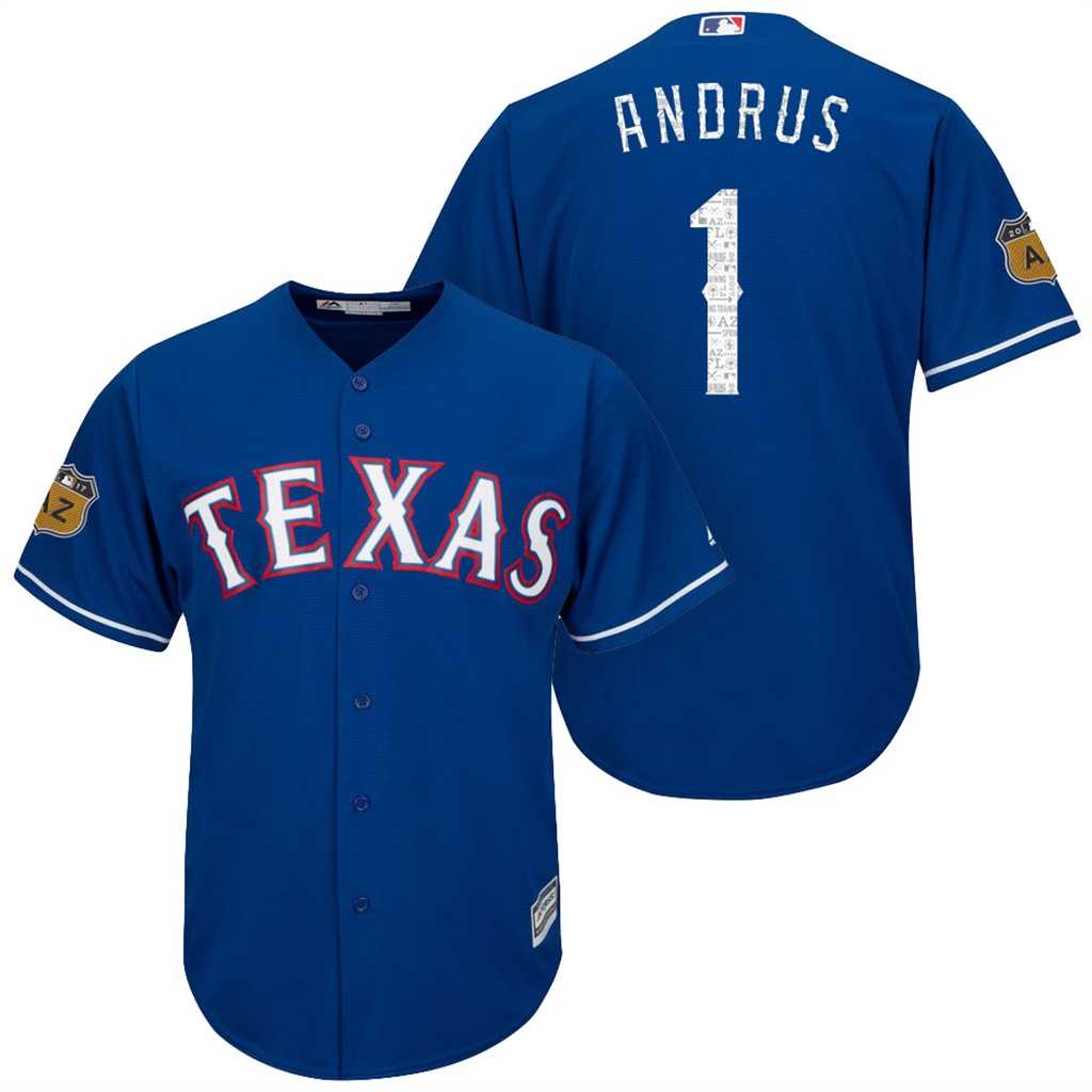 Men's Texas Rangers #1 Elvis Andrus 2017 Spring Training Cool Base Stitched MLB Jersey