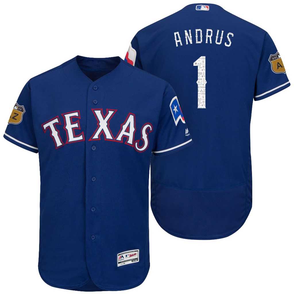 Men's Texas Rangers #1 Elvis Andrus 2017 Spring Training Flex Base Authentic Collection Stitched Baseball Jersey